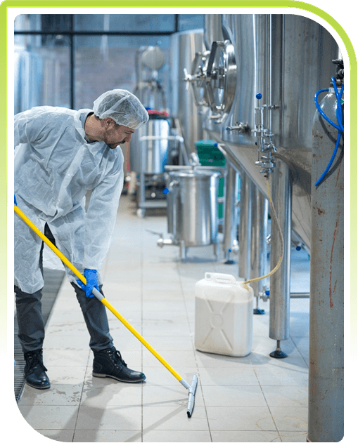 man cleaning tiles